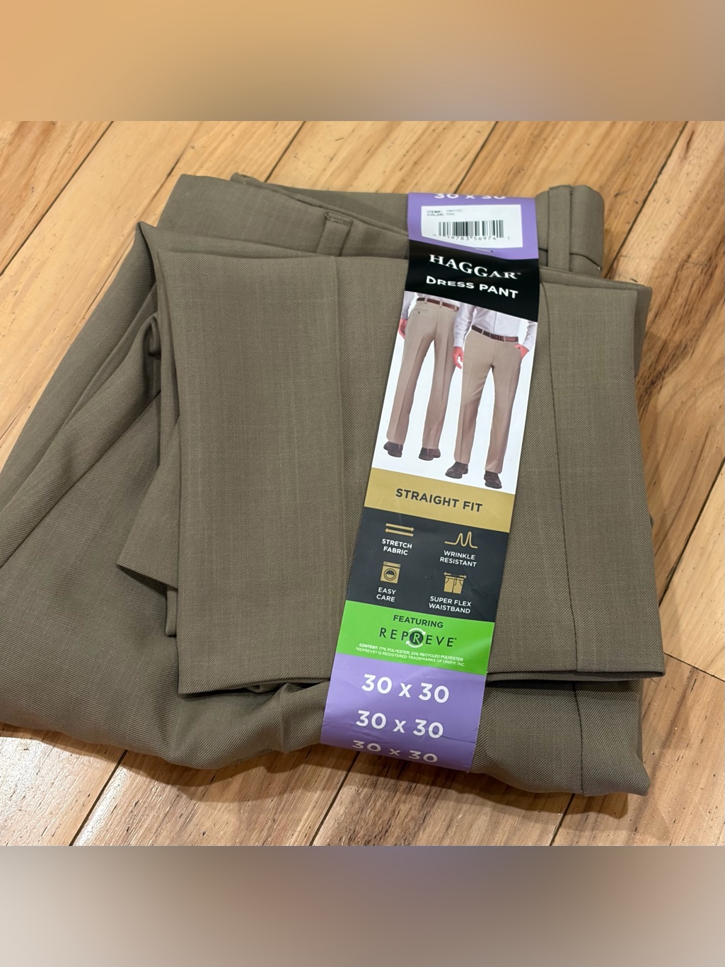 Nwt Haggar Tan Straight Fit Dress Pants - Wrinkle Resistant - Men’s Size 30 X 30